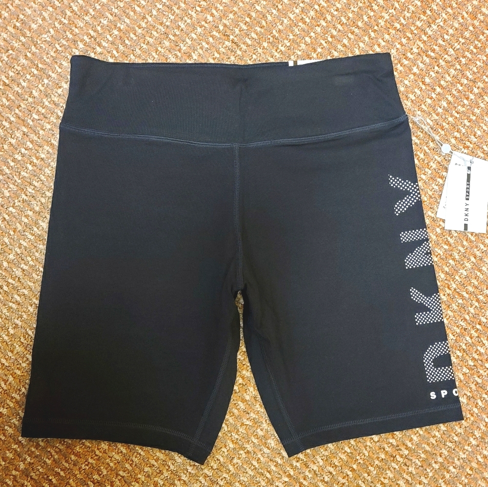 DKNY High Waisted Bike Shorts Black And White
